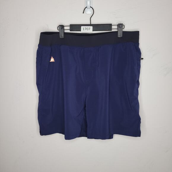 Fabletics Short Lined Size XXL Blue Gym Running Workout Athleisure Zipper Pocket - Picture 1 of 10